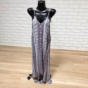 Knox Rose Lavender and Navy Boho Maxi Slip Dress